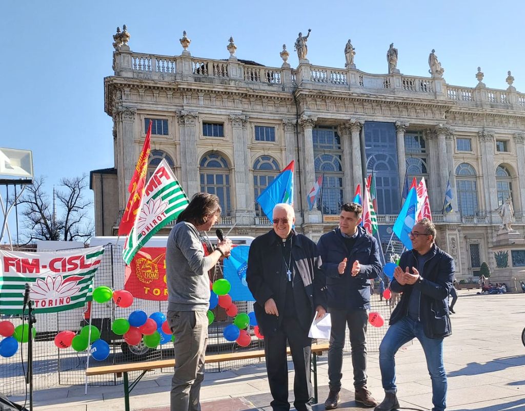 Diocesi Torino: mons. Nosiglia alla manifestazione dei metalmeccanici a Torino il 14 febbraio 2020