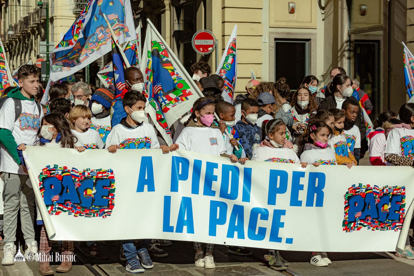 ＂In marcia per la pace＂ in Ucraina: dal Sermig a Palazzo di Città, Torino 28 febbraio 2022 (foto: Mihai Bursuc)