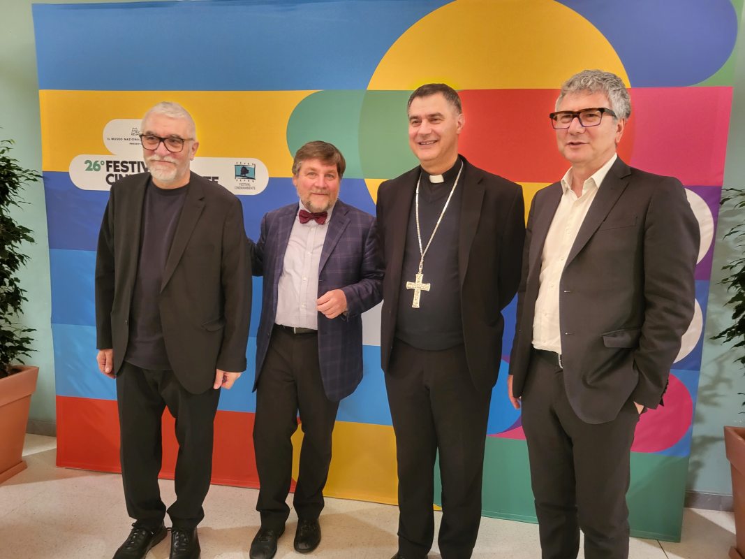 Mons. Repole al Festival CinemAmbiente 2023 per docu-film sulla Laudato Si’, 5 giugno 2023 (foto: Reale)